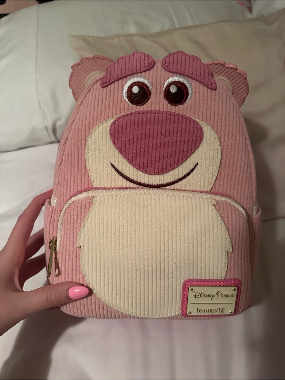 Disney Parks x Loungefly Pink Lotso Bear Corduroy Mini Backpack